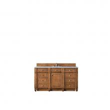 James Martin Furniture 157-V60S-SBR-3AF - Bristol 60'' Single Vanity, Saddle Brown w/ 3 CM Arctic Fall Solid Surface Top