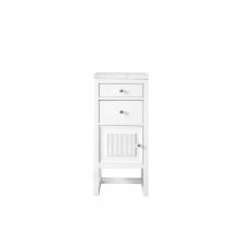 James Martin Furniture E645-B15L-GW-3EJP - Athens 15'' Cabinet w/ Drawers & Door, Glossy White w/ 3 CM Eternal Jasmine Pearl Qu