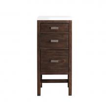 James Martin Furniture E444-BC15-MCA-3CLW - Addison 15''  Base Cabinet w/ Drawers, Mid Century Acacia w/ 3 CM Classic White Quartz T