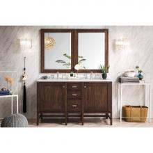 James Martin Furniture E444-V60D-MCA - Addison 60'' Double Vanity Cabinet, Mid Century Acacia