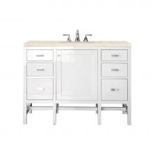 James Martin Furniture E444-V48-GW-3EMR - Addison 48'' Single Vanity Cabinet, Glossy White, w/ 3 CM Eternal Marfil Top