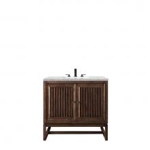 James Martin Furniture E645-V36-MCA-3EJP - Athens 36'' Single Vanity Cabinet, Mid Century Acacia, w/ 3 CM Eternal Jasmine Pearl Qua