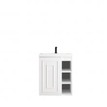 James Martin Furniture E110-V24-GW-WG - Alicante'' 24'' Single Vanity Cabinet, Glossy White w/ White Glossy Resin Coun