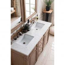 James Martin Furniture 157-V60D-WW-3EJP - Bristol 60'' Double Vanity Whitewashed Walnut, w/ 3 CM Eternal Jasmine Pearl Quartz Top