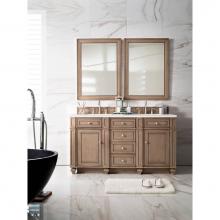 James Martin Furniture 157-V60D-WW-3AF - Bristol 60'' Double Vanity Whitewashed Walnut w/ 3 CM Arctic Fall Solid Surface Top