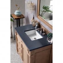 James Martin Furniture 157-V36-WW-3CSP - Bristol 36'' Single Vanity Whitewashed Walnut, w/ 3 CM Charcoal Soapstone Quartz Top