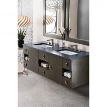 James Martin Furniture 860-V60D-SOK-3CSP - Sonoma 60'' Double Vanity, Silver Oak w/ 3 CM Charcoal Soapstone Quartz Top