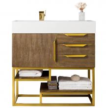 James Martin Furniture 388-V36-LTO-RG - Columbia 36'' Single Vanity, Latte Oak, Radiant Gold