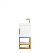 James Martin Furniture 388-V16-GW-RGD-WG - Columbia 16'' Single Vanity Cabinet, Glossy White, Radiant Gold, w/ White Glossy Resin C