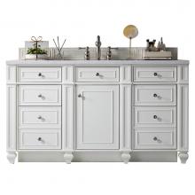 James Martin Furniture 157-V60S-BW-3AF - Bristol 60'' Single Vanity, Bright White w/ 3 CM Arctic Fall Solid Surface Top