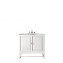 James Martin Furniture E645-V30-GW-3AF - Athens 30'' Single Vanity Cabinet, Glossy White, w/ 3 CM Arctic Fall Solid Surface Count