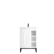 James Martin Furniture E110-V24-GW-MBK-WG - Alicante'' 24'' Single Vanity Cabinet, Glossy White, Matte Black w/White Gloss