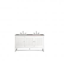 James Martin Furniture E645-V60D-GW-3GEX - Athens 60'' Double Vanity Cabinet, Glossy White, w/ 3 CM Grey Expo Quartz Top