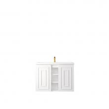 James Martin Furniture E110-V39.5-GW-WG - Alicante'' 39.5'' Single Vanity Cabinet, Glossy White w/ White Glossy Resin Co