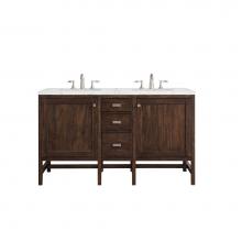 James Martin Furniture E444-V60D-MCA-3EJP - Addison 60'' Double Vanity Cabinet, Mid Century Acacia, w/ 3 CM Eternal Jasmine Pearl Qu