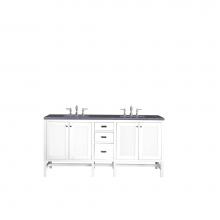 James Martin Furniture E444-V72-GW-3CSP - Addison 72'' Double Vanity Cabinet, Glossy White, w/ 3 CM Charcoal Soapstone Quartz Top