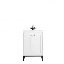 James Martin Furniture E303-V24-GW-MBK-WG - Chianti 24'' Single Vanity Cabinet, Glossy White, Matte Black, w/ White Glossy Resin Cou