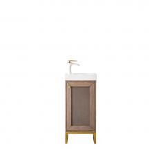 James Martin Furniture E303-V16-WW-RGD-WG - Chianti 16'' Single Vanity Cabinet, Whitewashed Walnut, Radiant Gold, w/ White Glossy Re