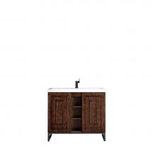 James Martin Furniture E110-V39.5-MCA-MBK-WG - Alicante'' 39.5'' Single Vanity Cabinet, Mid Century Acacia, Matte Black w/Whi