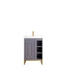 James Martin Furniture E110-V24-GSM-RGD-WG - Alicante'' 24'' Single Vanity Cabinet, Grey Smoke, Radiant Gold w/White Glossy