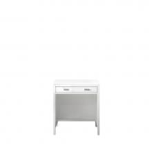 James Martin Furniture E444-CU30-GW-3CLW - Addison 30'' Free-standing Countertop Unit (Makeup Counter), Glossy White w/ 3 CM Classi