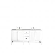 James Martin Furniture E444-V72-GW-3AF - Addison 72'' Double Vanity Cabinet, Glossy White, w/ 3 CM Arctic Fall Solid Surface Coun