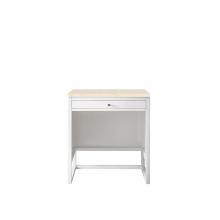 James Martin Furniture E645-DU30-GW-3EMR - Athens 30''  Countertop  Unit (makeup counter), Glossy White w/ 3 CM Eternal Marfil Top