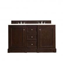 James Martin Furniture 825-V60D-BNM-3EMR - De Soto 60'' Double Vanity, Burnished Mahogany, w/ 3 CM Eternal Marfil Quartz Top