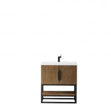 James Martin Furniture 388-V31.5-LTO-MBK-WG - Columbia 31.5'' Single Vanity Cabinet, Latte Oak, Matte Black, w/ White Glossy Resin Cou