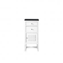 James Martin Furniture E645-B15R-GW-3CSP - Athens 15'' Cabinet w/ Drawers & Door, Glossy White w/ 3 CM Charcoal Soapstone Quart