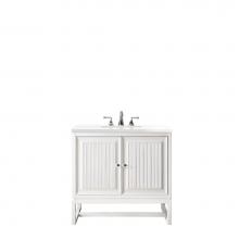 James Martin Furniture E645-V30-GW-3CLW - Athens 30'' Single Vanity Cabinet, Glossy White, w/ 3 CM Classic White Quartz Top