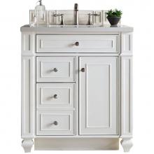 James Martin Furniture 157-V30-BW-3EJP - Bristol 30'' Single Vanity, Bright White, w/ 3 CM Eternal Jasmine Pearl Quartz Top