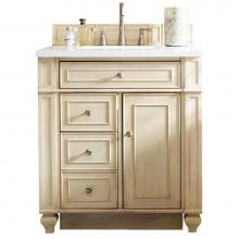 James Martin Furniture 157-V30-VV-SW - Bristol 30'' Single Vanity, Vintage Vanilla, Married Top - Snow White Quartz