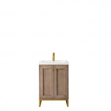 James Martin Furniture E303-V20-WW-RGD-WG - Chianti 20'' Single Vanity Cabinet, Whitewashed Walnut, Radiant Gold, w/ White Glossy Re