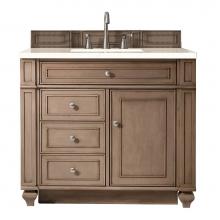 James Martin Furniture 157-V36-WW-3EMR - Bristol 36'' Single Vanity Whitewashed Walnut, w/ 3 CM Eternal Marfil Quartz Top