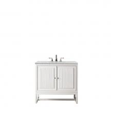 James Martin Furniture E645-V36-GW-3EJP - Athens 36'' Single Vanity Cabinet, Glossy White, w/ 3 CM Eternal Jasmine Pearl Quartz To