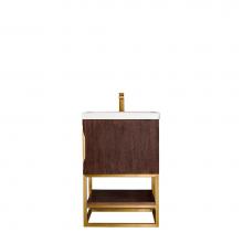 James Martin Furniture 388-V24-CFO-RGD-WG - Columbia 24'' Single Vanity Cabinet, Coffee Oak, Radiant Gold w/ White Glossy Resin Coun