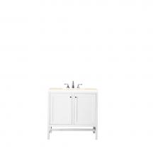 James Martin Furniture E445-V36-GW-3EMR - Addison 36'' Single Vanity Cabinet (w/Doors), Glossy White, w/ 3 CM Eternal Marfil Top