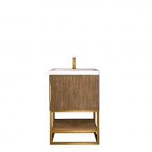 James Martin Furniture 388-V24-LTO-RGD-WG - Columbia 24'' Single Vanity Cabinet, Latte Oak, Radiant Gold w/ White Glossy Resin Count