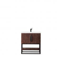 James Martin Furniture 388-V31.5-CFO-MBK-WG - Columbia 31.5'' Single Vanity Cabinet, Coffee Oak, Matte Black, w/ White Glossy Resin Co