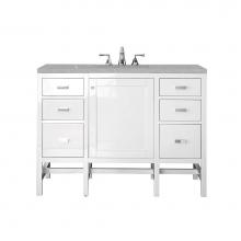 James Martin Furniture E444-V48-GW-3ESR - Addison 48'' Single Vanity Cabinet, Glossy White, w/ 3 CM Eternal Serena Top