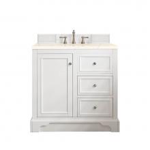 James Martin Furniture 825-V36-BW-3EMR - De Soto 36'' Single Vanity, Bright White, w/ 3 CM Eternal Marfil Quartz Top