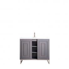 James Martin Furniture E110-V39.5-GSM-BNK-WG - Alicante'' 39.5'' Single Vanity Cabinet, Grey Smoke, Brushed Nickel w/White Gl