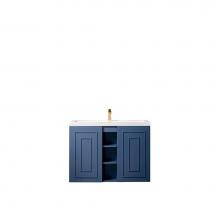 James Martin Furniture E110-V39.5-AZB-WG - Alicante'' 39.5'' Single Vanity Cabinet, Azure Blue w/ White Glossy Resin Coun