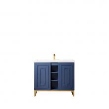 James Martin Furniture E110-V39.5-AZB-RGD-WG - Alicante'' 39.5'' Single Vanity Cabinet, Azure Blue, Radiant Gold w/White Glos