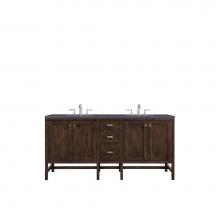 James Martin Furniture E444-V72-MCA-3CSP - Addison 72'' Double Vanity Cabinet, Mid Century Acacia, w/ 3 CM Charcoal Soapstone Quart