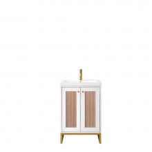 James Martin Furniture E303-V24-GW-RGD-WG - Chianti 24'' Single Vanity Cabinet, Glossy White, Radiant Gold, w/ White Glossy Resin Co