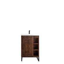 James Martin Furniture E110-V24-MCA-MBK-WG - Alicante'' 24'' Single Vanity Cabinet, Mid Century Acacia, Matte Black w/White