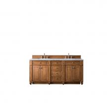 James Martin Furniture 157-V72-SBR-3EJP - Bristol 72'' Double Vanity, Saddle Brown, w/ 3 CM Eternal Jasmine Pearl Quartz Top