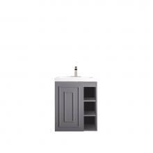 James Martin Furniture E110-V24-GSM-WG - Alicante'' 24'' Single Vanity Cabinet, Grey Smoke w/ White Glossy Resin Counte